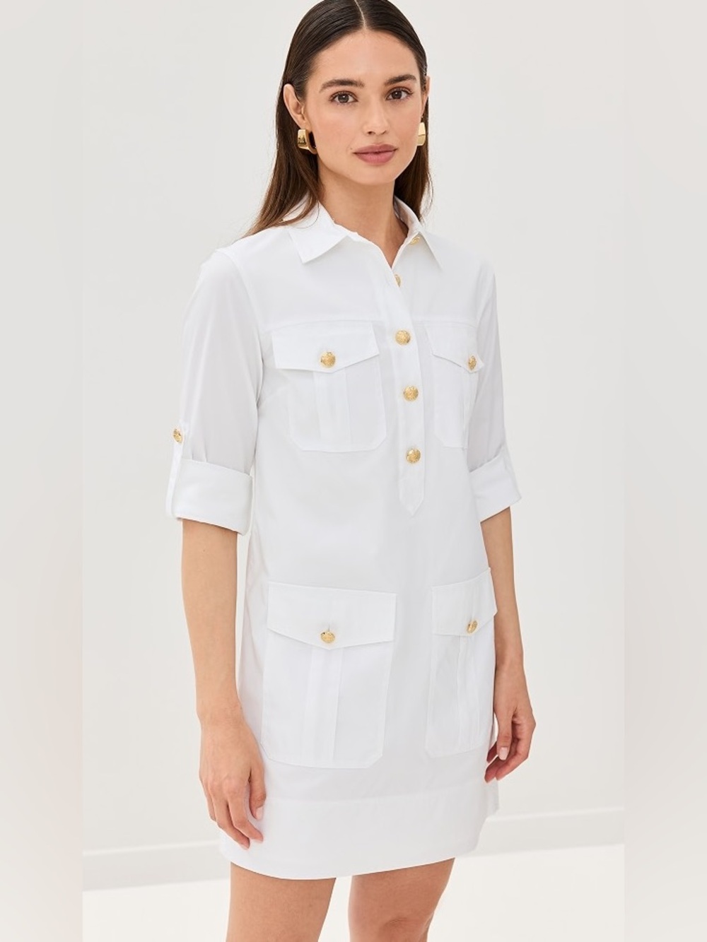 Veronica Beard Saude Shirt Dress White size 8 Cotton
